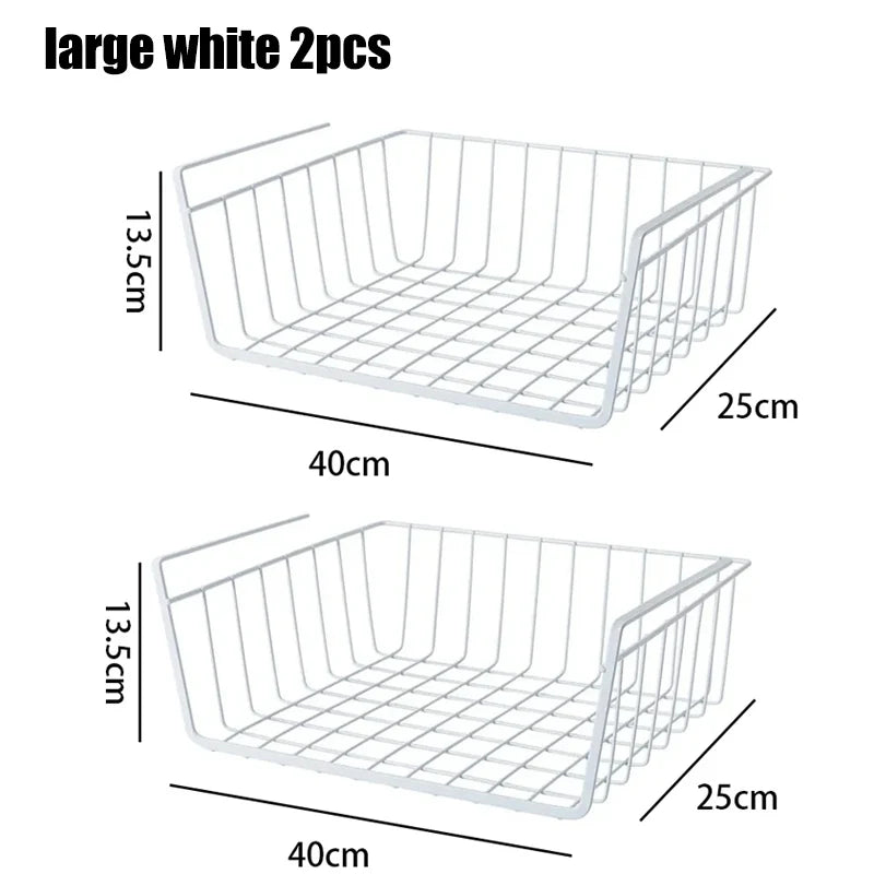 1-2Pcs Multipurpose Hanging Basket Organizer Metal Hanging Basket Bedside Wardrobe Storage Basket for Kitchen Cabinets and Desks