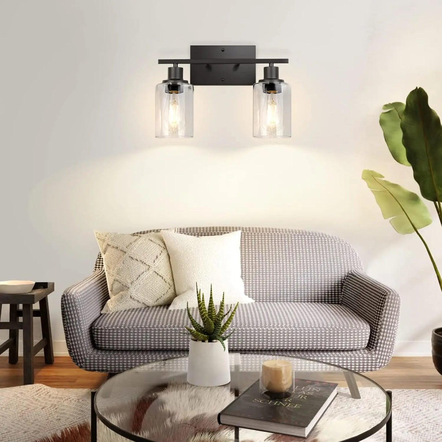 2-Light Bathroom Light Fixtures Modern Vanity Lamp with Clear Glass Shade Indoor Vintage Mirror Bathroom Sconce Wall Lighting