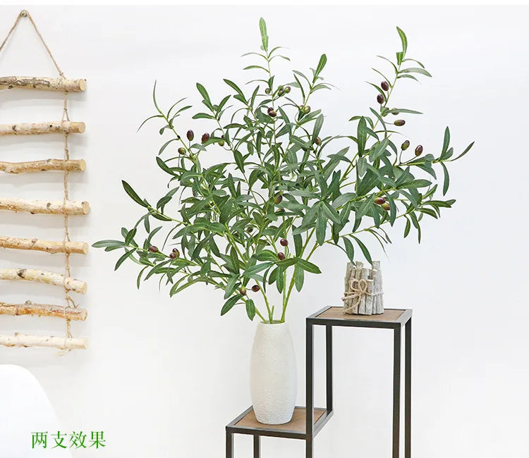 130cm Artificial Branch Olive Leaf Olive Fruit Olive Branch for Floral Bouquets Wedding Holiday Greenery Decor
