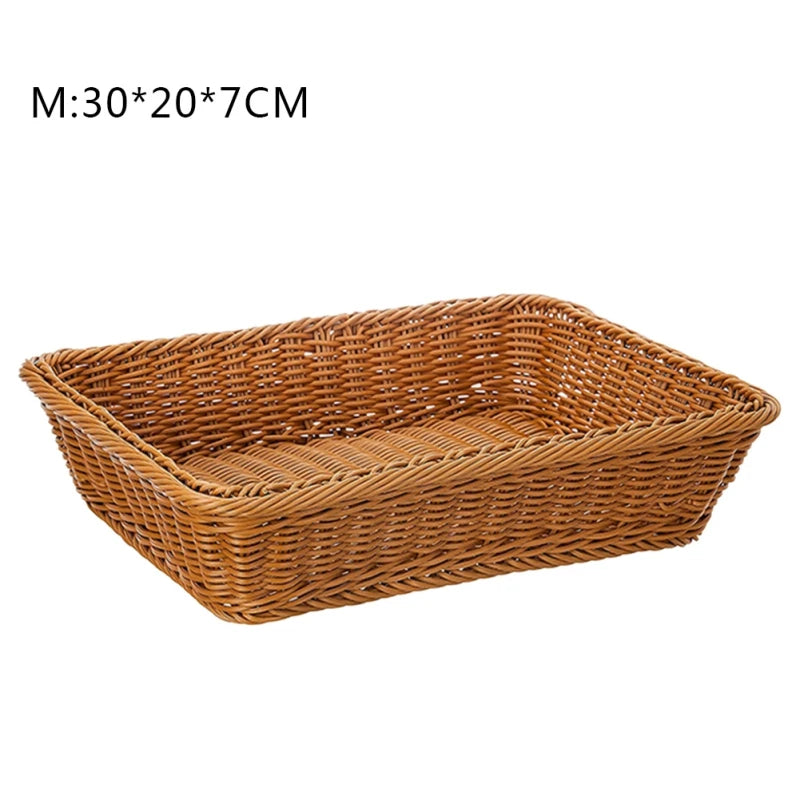 Nordic Hand-woven Storage Basket Wicker Rattan Fruit Basket Plant Food Bread Sundries Container Basket for Kitchen Organizer