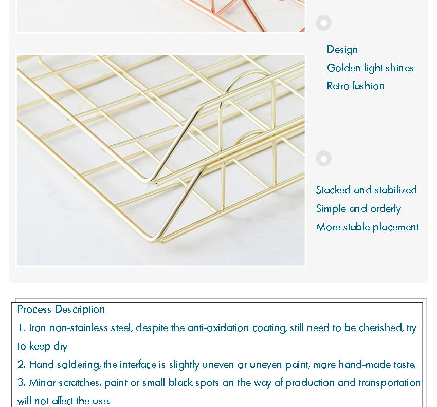 Metal Stackable Paper Tray Desk Organizer Rose Gold Metal Letter Trays for File Paper Organizer Desk Organizer For Office