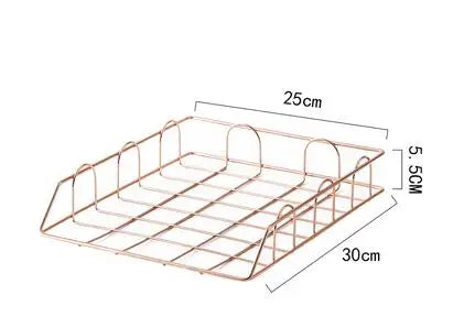 Metal Stackable Paper Tray Desk Organizer Rose Gold Metal Letter Trays for File Paper Organizer Desk Organizer For Office