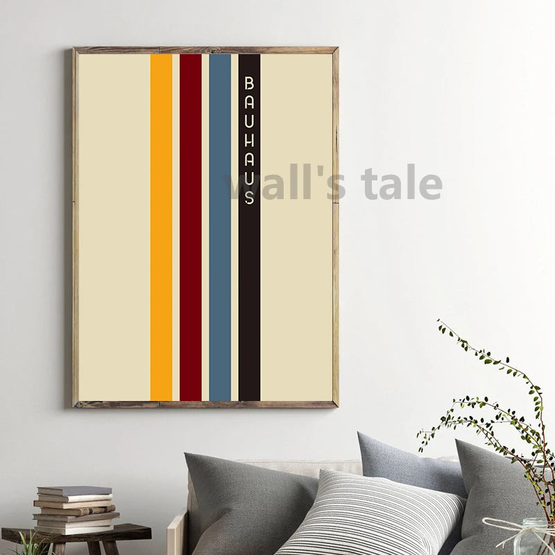 Bauhaus Exhibition Poster Unique Geometric Graphic Canvas Print Minimalist Wall Art Picture Boho Painting Dorm Bedroom Art Decor