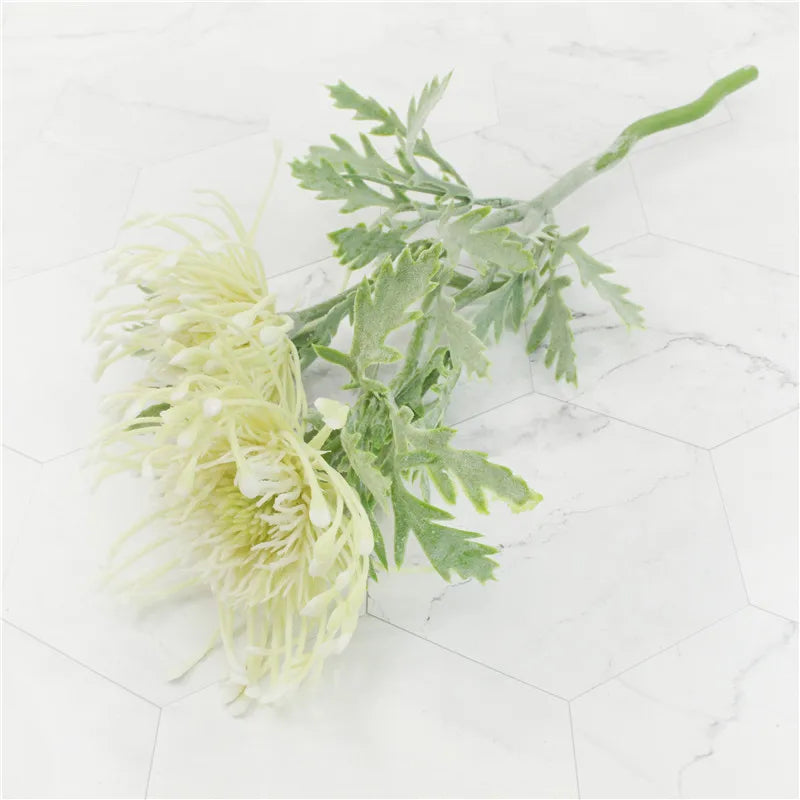 2 Fork Daisy Artificial Flowers Short Branch Crab Claw Pincushion Real Touch Flower Wedding Garland Vase Decoration Fake Plant
