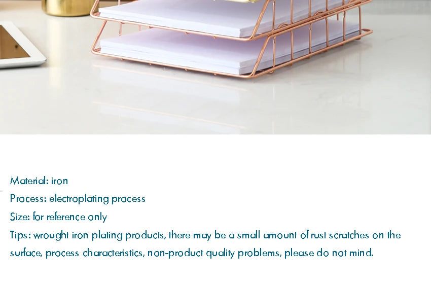 Metal Stackable Paper Tray Desk Organizer Rose Gold Metal Letter Trays for File Paper Organizer Desk Organizer For Office