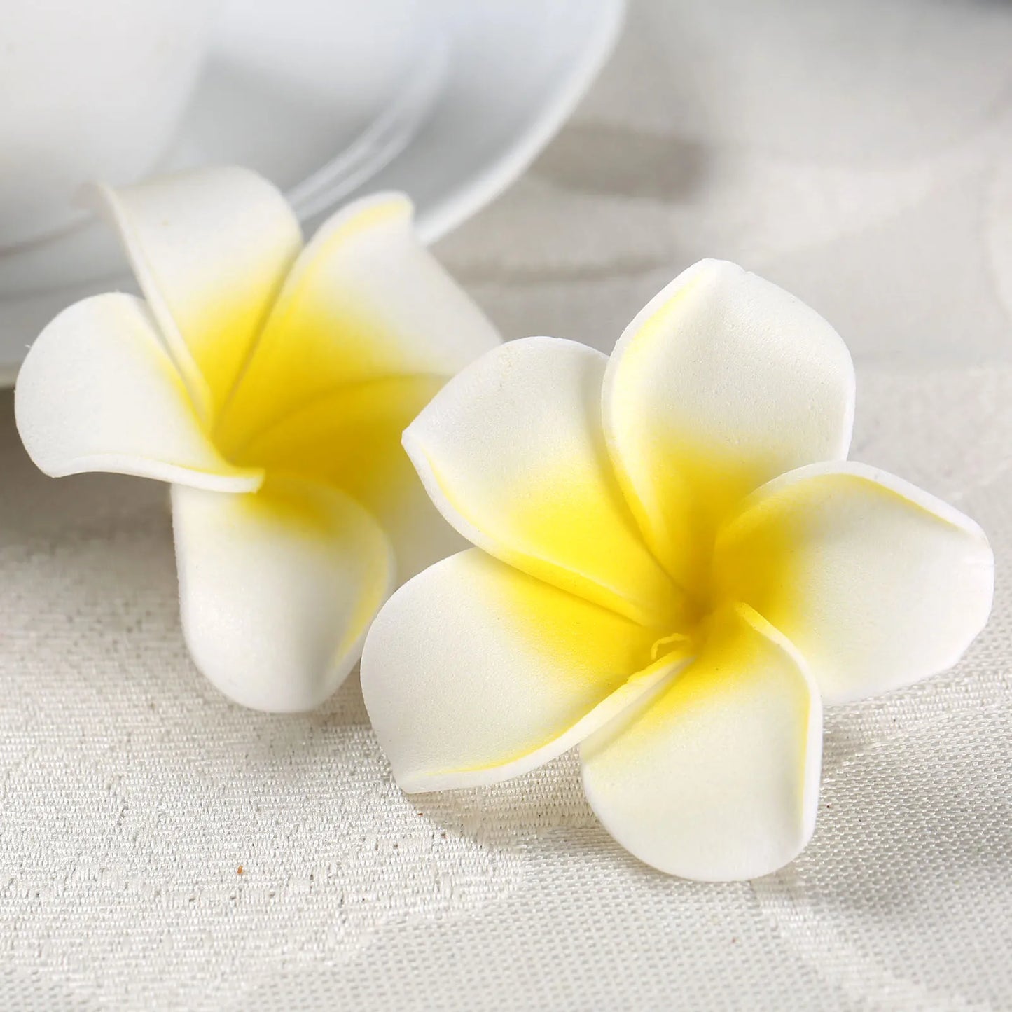 10Pcs Fake Foam Frangipani Flowers Artifical Plumeria Rubra for DIY Craft Wedding Party Hairpin Hats Headwear Home Decoration