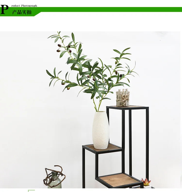 130cm Artificial Branch Olive Leaf Olive Fruit Olive Branch for Floral Bouquets Wedding Holiday Greenery Decor