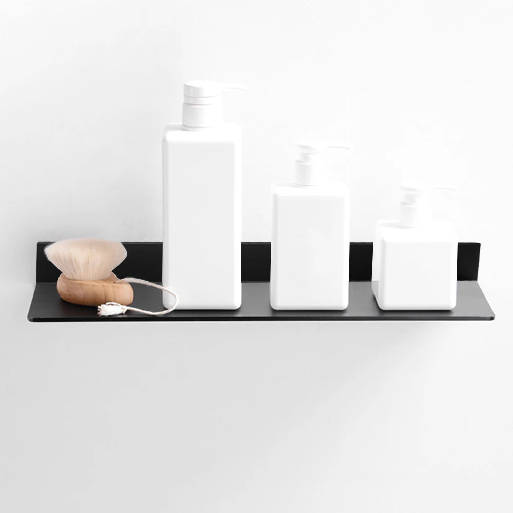 Bathroom Shelves 30-60cm Aluminum Alloy Matte Black Kitchen Wall Shelf Shower Shampoo Storage Rack Bathroom Accessories