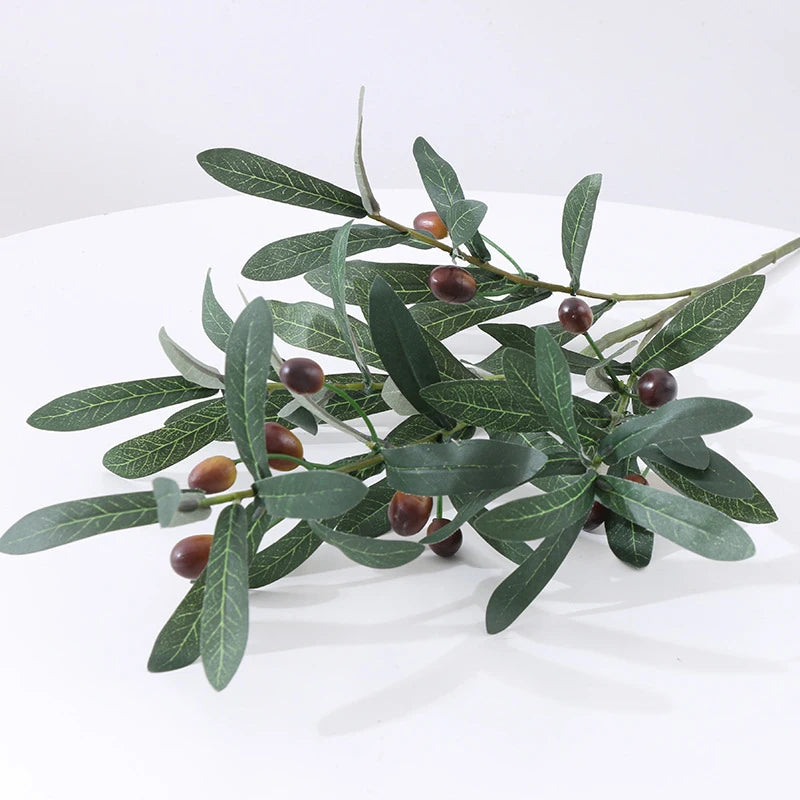 Artificial Green Leaf Olive Branch Fruit Fake Plants Wedding Home Photography Props Flowers Arrangement Decoration Indoor