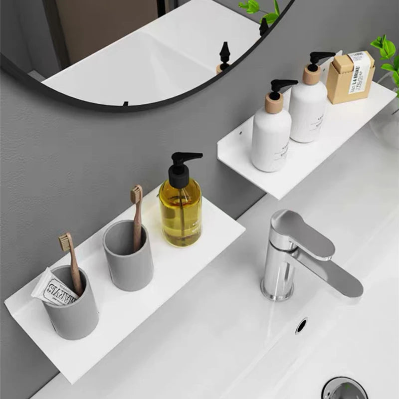 Bathroom Shelf Black Aluminum Kitchen Accessories Nail Bathroom Organizer Shower Storage Rack Shampoo Cosmetic White Shelves