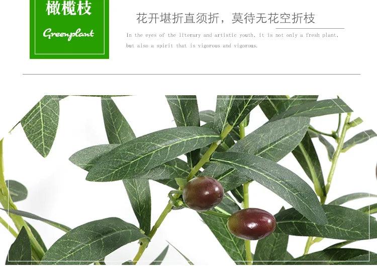 130cm Artificial Branch Olive Leaf Olive Fruit Olive Branch for Floral Bouquets Wedding Holiday Greenery Decor