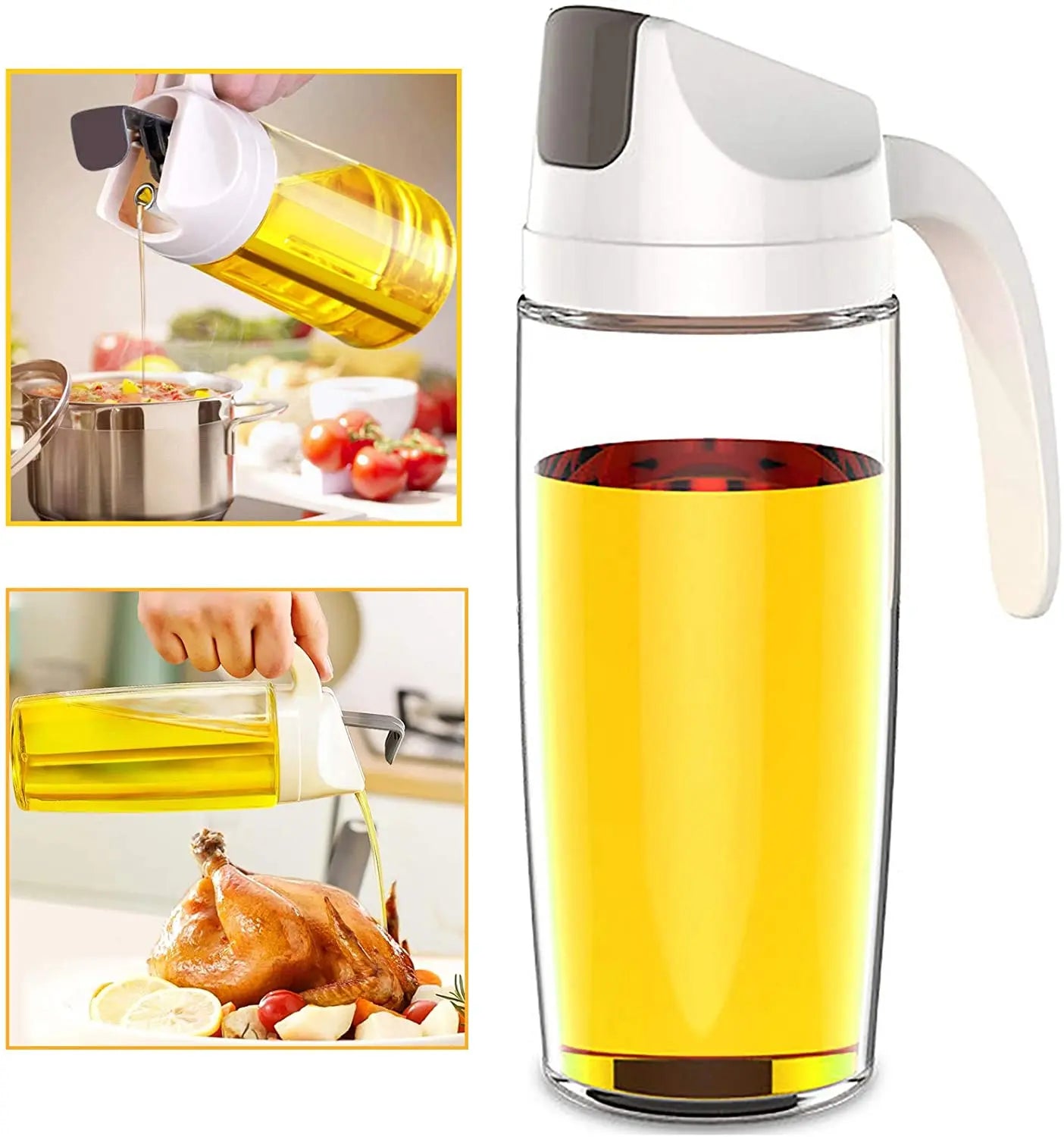 Obelix Olive Oil Dispenser Bottle Auto Flip Condiment Container Automatic Cap And Leakproof Vinegar Glass Cruet Kitchen Tools