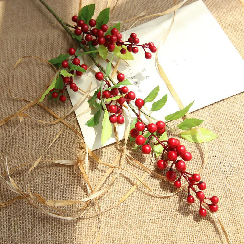 Artificial Flower Bunch Wedding Party Table Decoration Dry Flowers Bouquet Home DIY Christmas Berry Fake Flowers