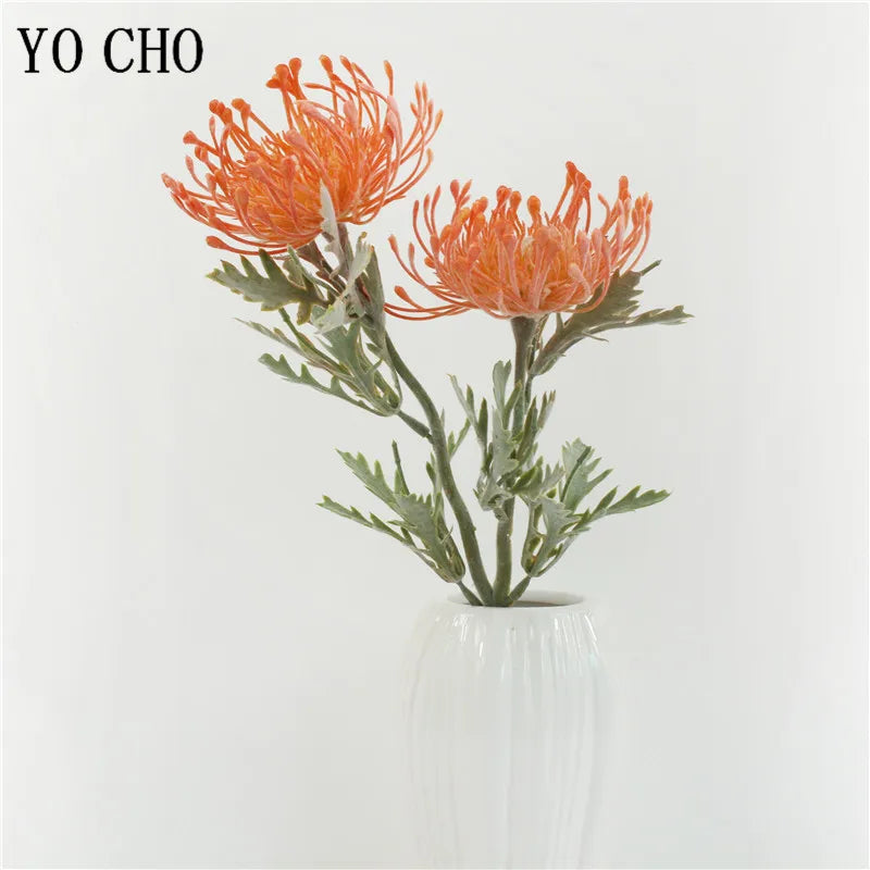 2 Fork Daisy Artificial Flowers Short Branch Crab Claw Pincushion Real Touch Flower Wedding Garland Vase Decoration Fake Plant