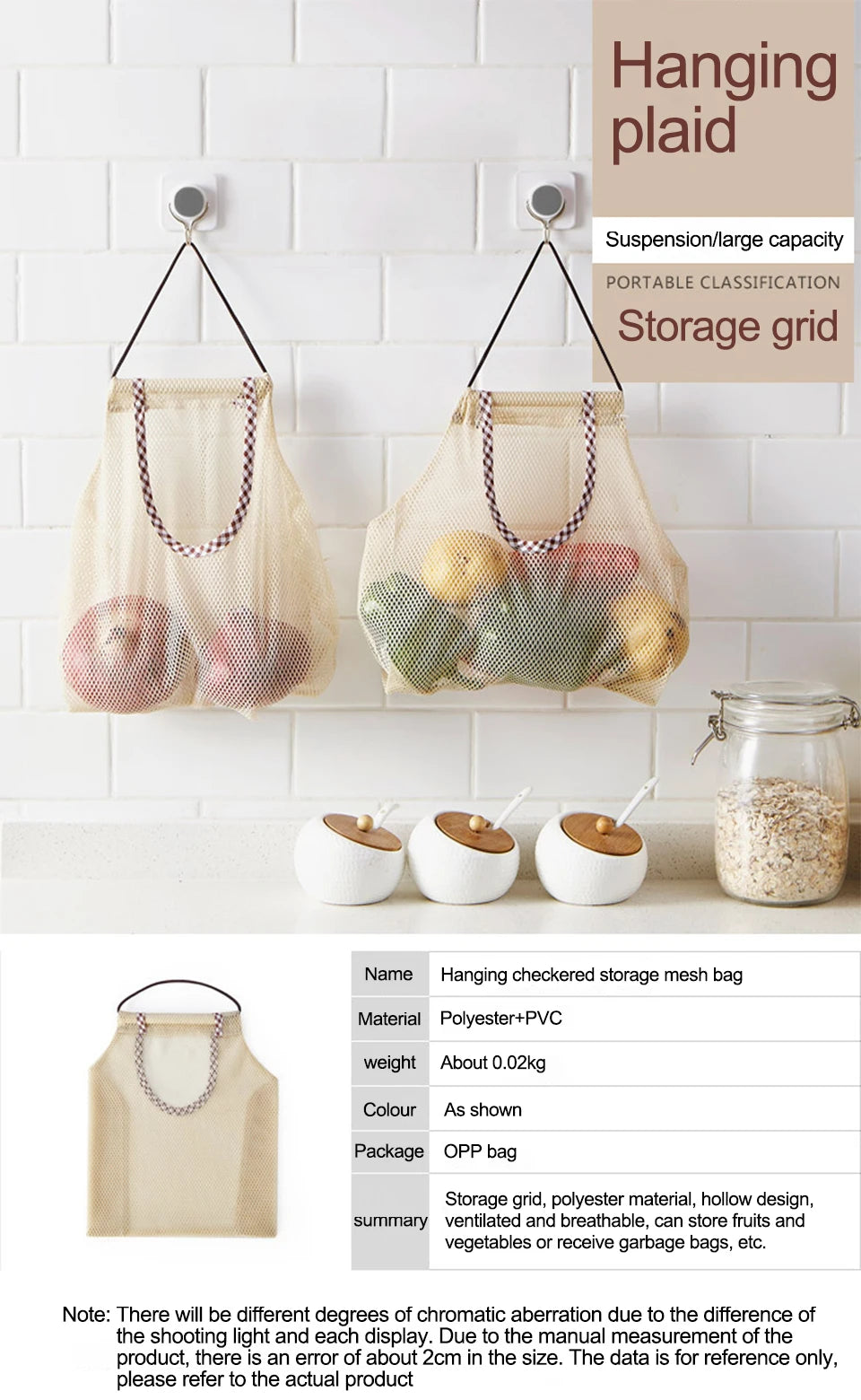 Hanging Meh Bag Reusable Storage Pocket Kitchen Potato Garlic Onion Ginger Vegetable Breathable Sorting Bag Kitchen Organiser.