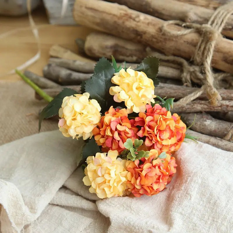 Artificial Flowers Hydrangea High Quality Small Silk Fake Flower for Home Hotel DIY Wedding Decoration Flower Wreath Accessory