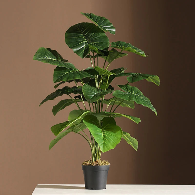 75cm 24 Forks Large Artificial Tropical Plant Fake Banyan Tree Branch plastic Green Monstera Leaves for Home Garden Decoration