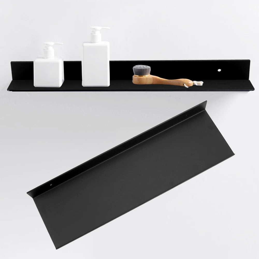 Bathroom Shelves 30-60cm Aluminum Alloy Matte Black Kitchen Wall Shelf Shower Shampoo Storage Rack Bathroom Accessories