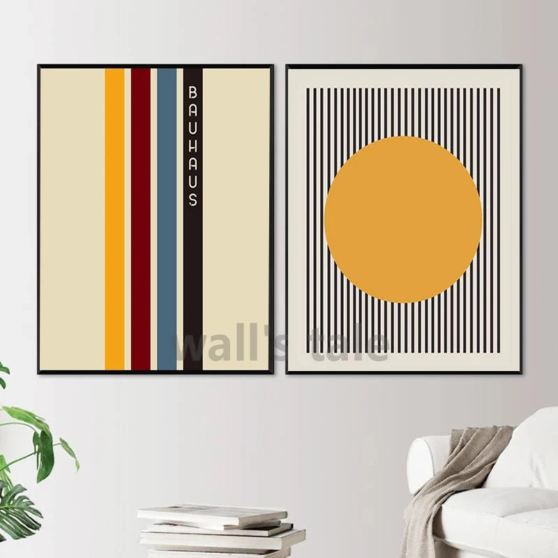 Bauhaus Exhibition Poster Unique Geometric Graphic Canvas Print Minimalist Wall Art Picture Boho Painting Dorm Bedroom Art Decor