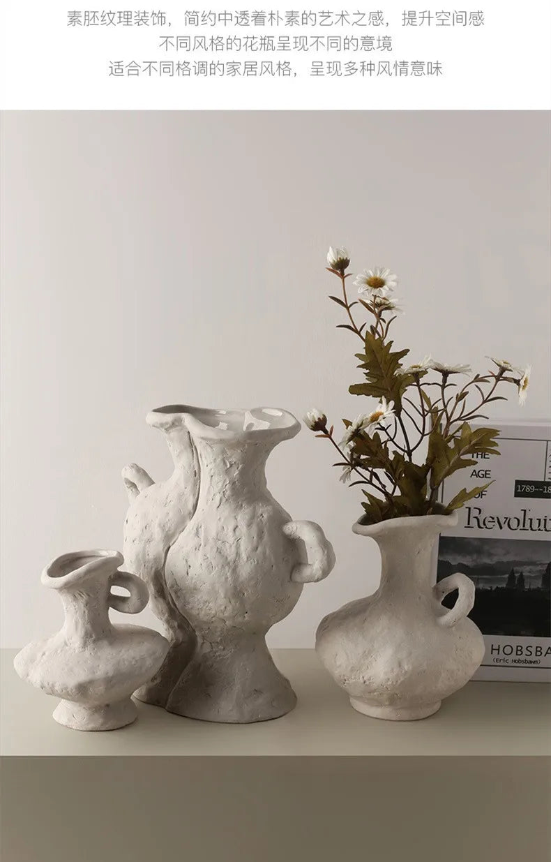 Hydroponics Nordic Style Simple Flower Pot, Ceramic White Vases, Table Accessories, Bathroom Aesthetic Room Decoration