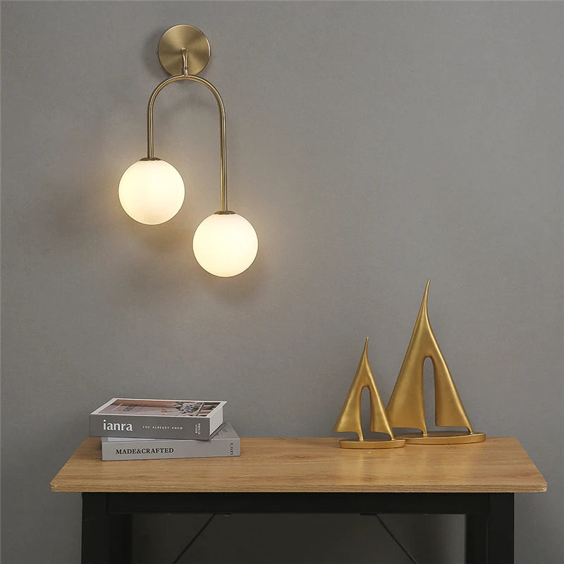 Creative Glass Ball Wall Lamps Modern Bedroom Bedside Lamp Living Room Background Wall Lights Home Decoration Lighting Fixtures