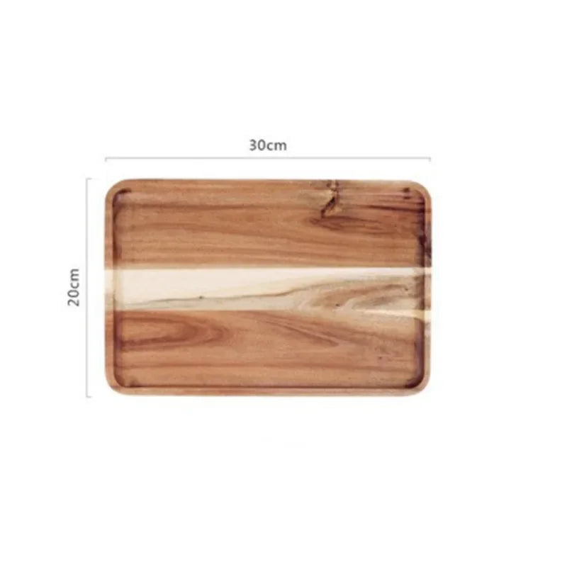 Natural Wooden Tray Coffee Tray Rectangular Plate Fruit Snacks Food Storage Trays Hotel Home Serving Tea Tray Decorate Supplies