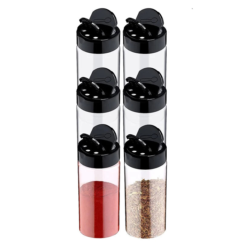 LMETJMA Clear Plastic Spice Jar with Shaker Lids Kitchen Seasoning Containers for Kitchen Storing Spice Powders JT198