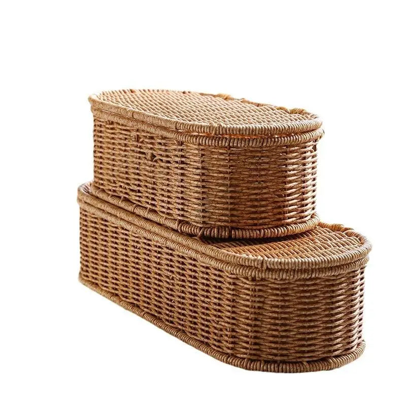 Bohemian Imitation Rattan Storage Basket Woven Dust-proof Frame Home Decoration Organizer