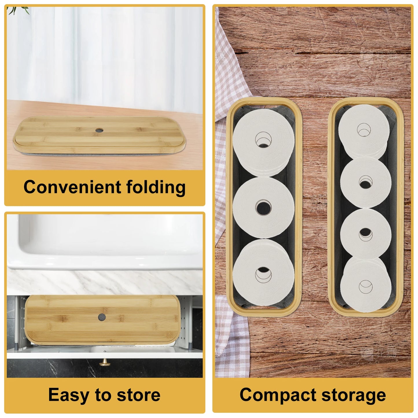 Bathroom Toilet Paper Basket Foldable Large Capacity Toilet Rolls Paper Storage Basket with Wooden Lid for Bathroom Organizer