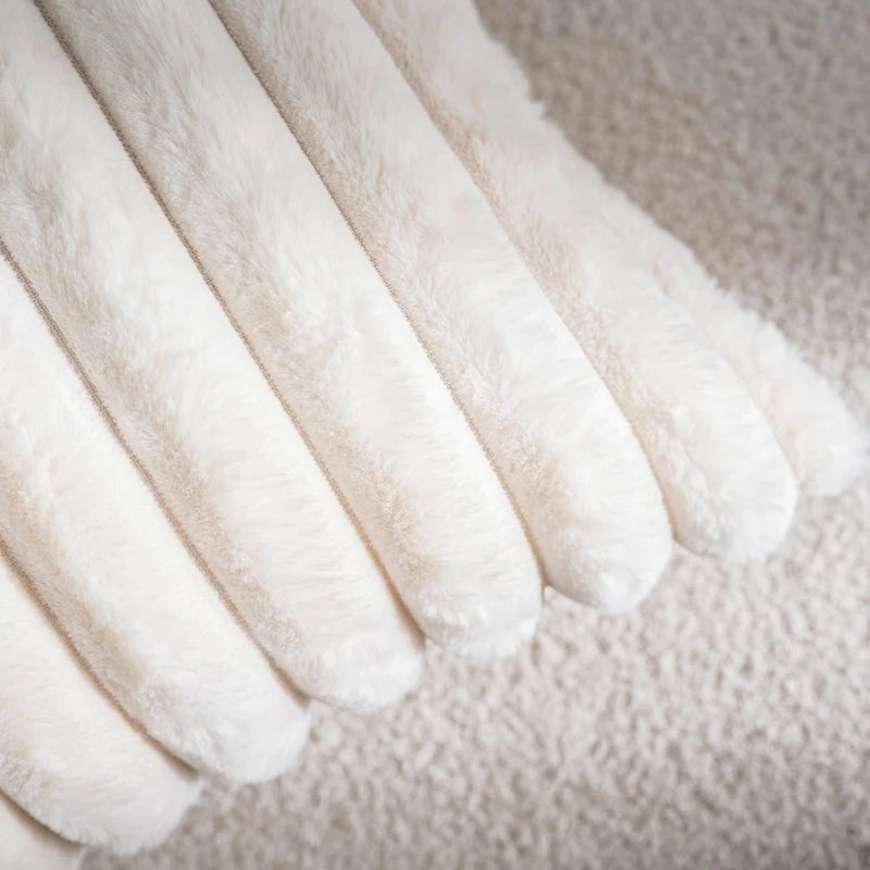 Pillow Cover Faux Rabbit Fur Square Cushion Big Thick Striped Super Soft Solid Color 45x45cm Sofa Decor Cushion Cover