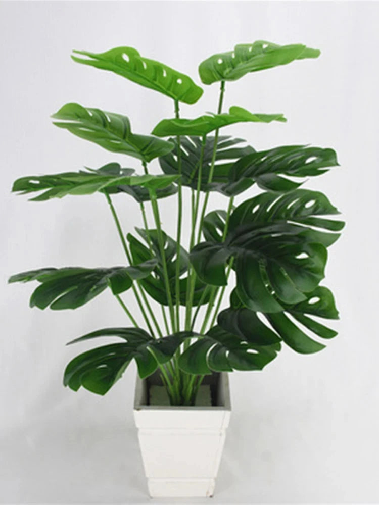 Artificial Plants Green Palm Leaves Monstera Home Garden Living Room Bedroom Balcony Decoration Tropical Plastic Fake Plant Long