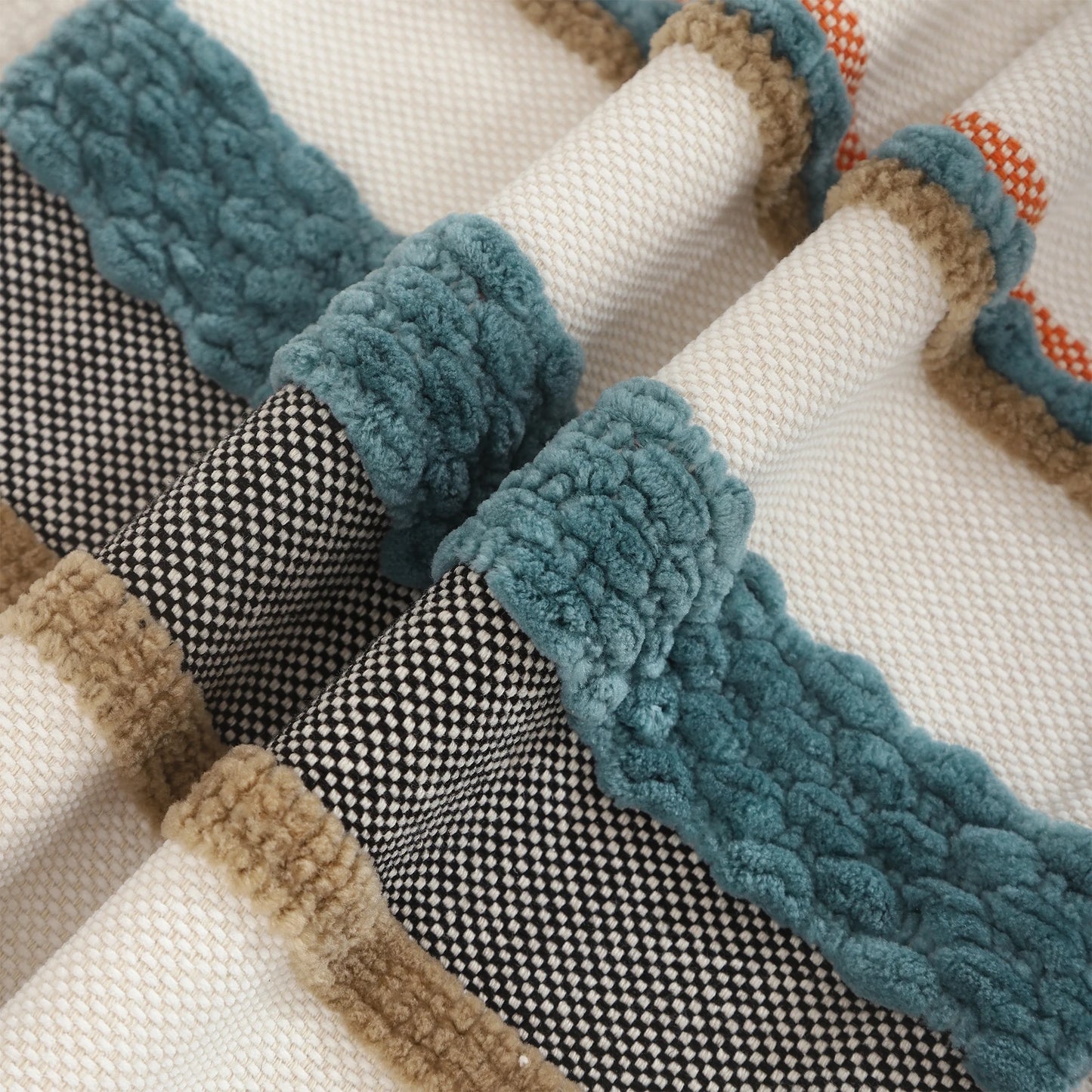 1 Pc Boho Throw Pillow Covers 18x18 Inch Striped Cousion Cover Decorative Chenille Pillowcases Square Cushion Covers