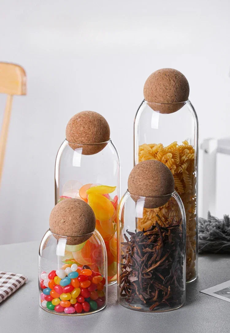 Glass Sealed Jar Kitchen Miscellaneous Grain Storage Jar Coffee Bean Transparent Glass Product Storage Jar