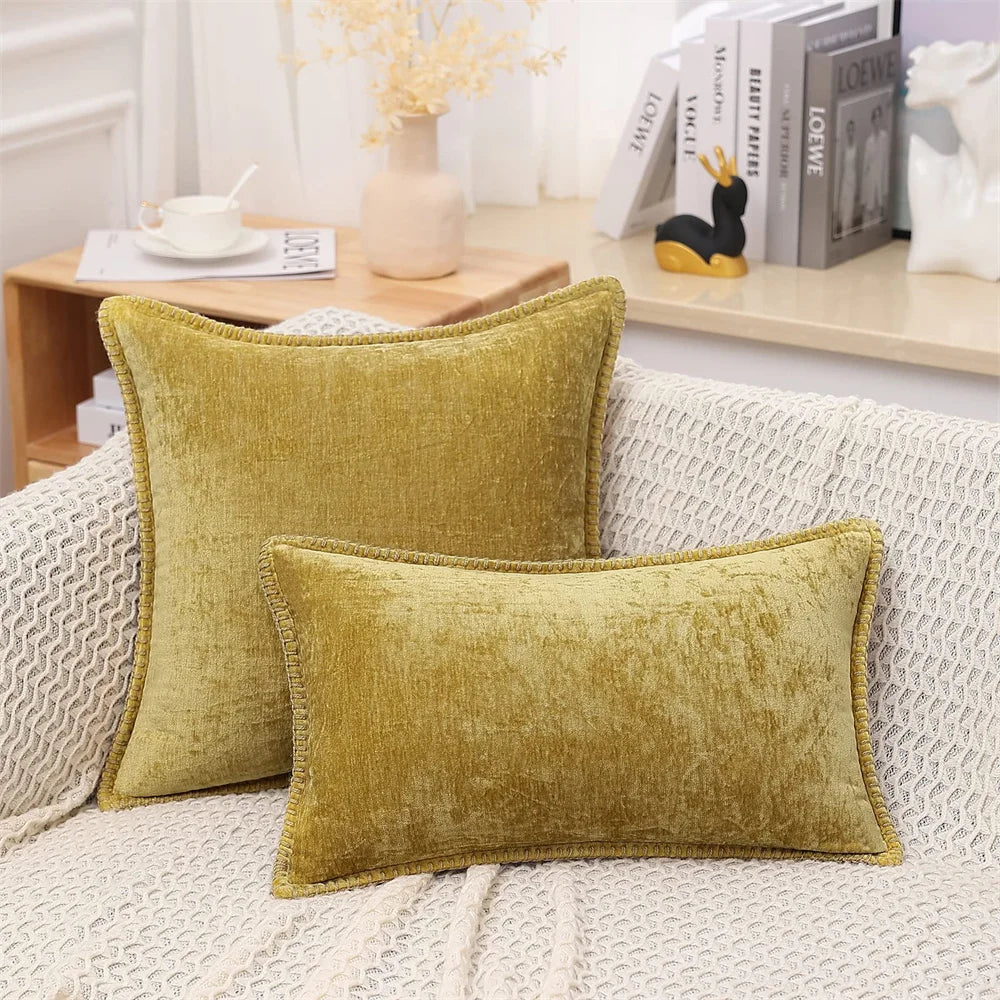 Homaxy Chenille Cushion Cover 50x50cm Velvet Decorati Throw Pillow Cover Soft Luxury Pillowcase For Sofa Decor Pillow Case 40x40