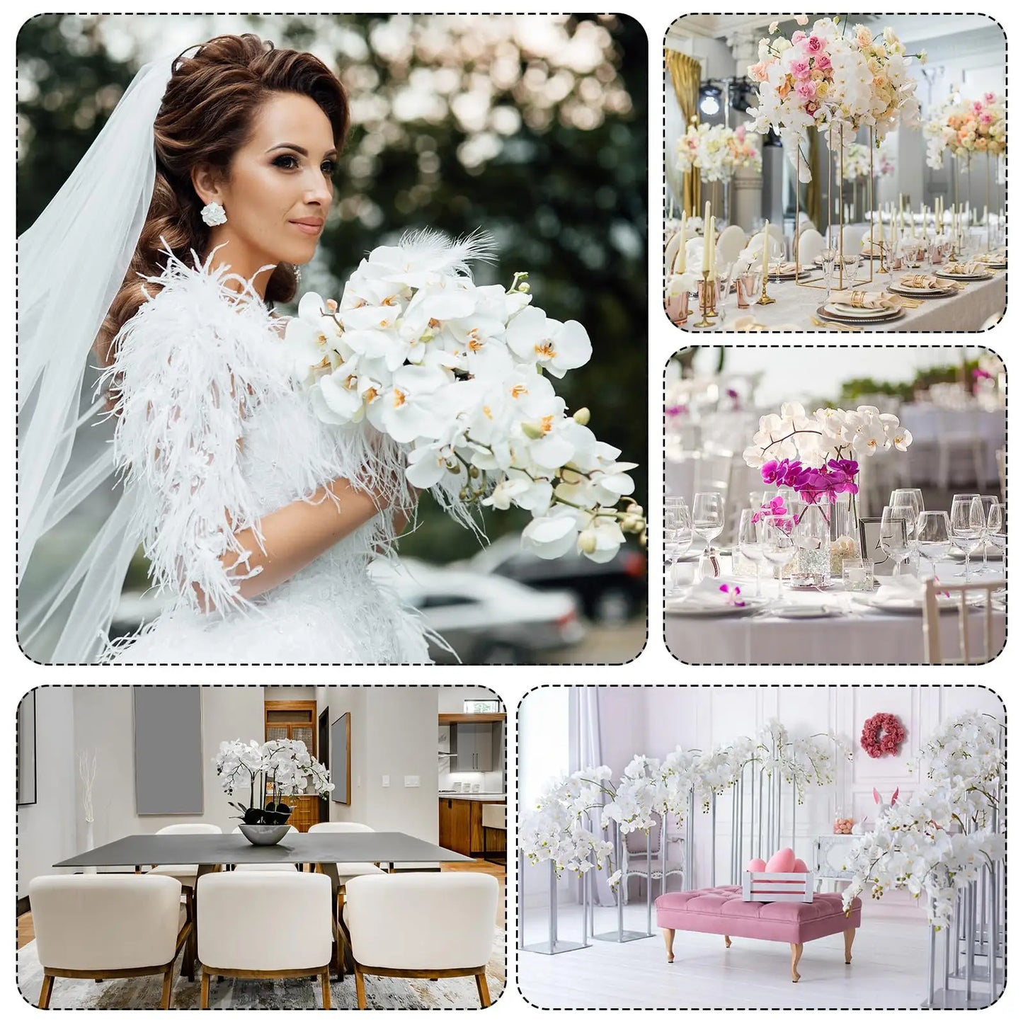 1pc Artificial Phalaenopsis Flowers 27in Orchid Realistic Fake Flower Branch for Home Room Floral Arrangement Wedding Decoration