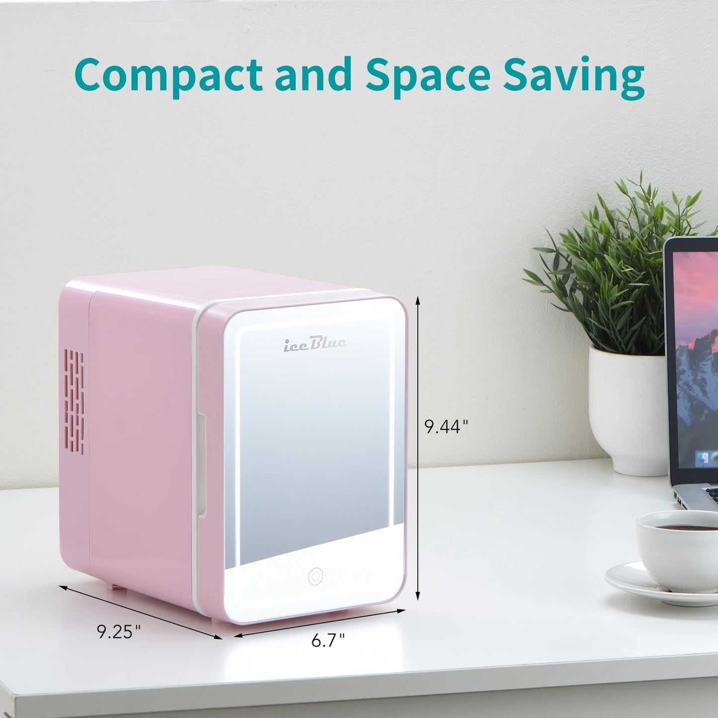 iceBlue 4L Mirror Mini Fridge Dual-Use Beauty Makeup Skincare Refrigerator AC/DC Cooler Warmer Beauty Refrigerator for Home Car