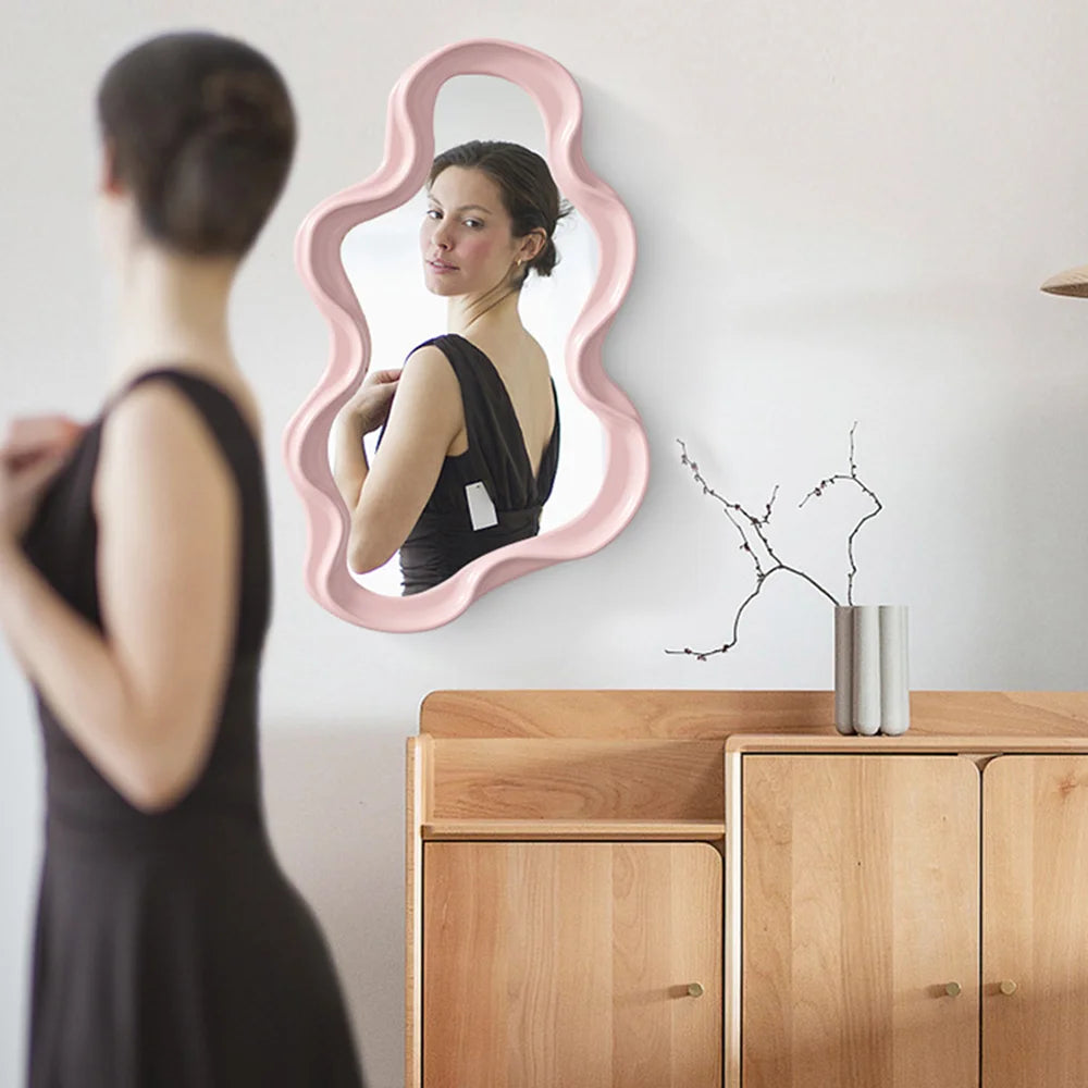 Irregular Wall Mirror For Bedroom Bathroom Kawaii Makeup Mirror House Decoration Living Room Decoration Home Decor Wholesale 1PC