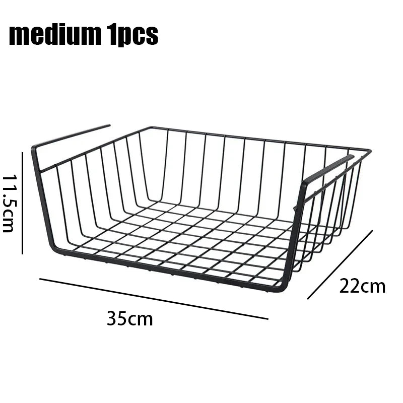 1-2Pcs Multipurpose Hanging Basket Organizer Metal Hanging Basket Bedside Wardrobe Storage Basket for Kitchen Cabinets and Desks