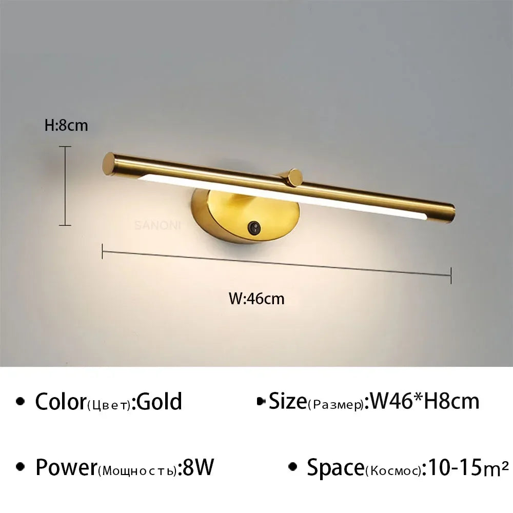 Modern LED Bathroom Wall Lamp Bathroom Hardware Wall Sconce With Touch Switch For Bedroom LED Bathroom Bath Mirror Line Lamp