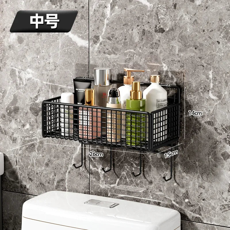 Bathroom Organiser Multifunctional Toiletries Organiser No-Punch Bathroom Shelf Bathroom Kitchen Wall Mount Storage Rack