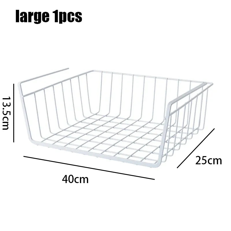 1-2Pcs Multipurpose Hanging Basket Organizer Metal Hanging Basket Bedside Wardrobe Storage Basket for Kitchen Cabinets and Desks