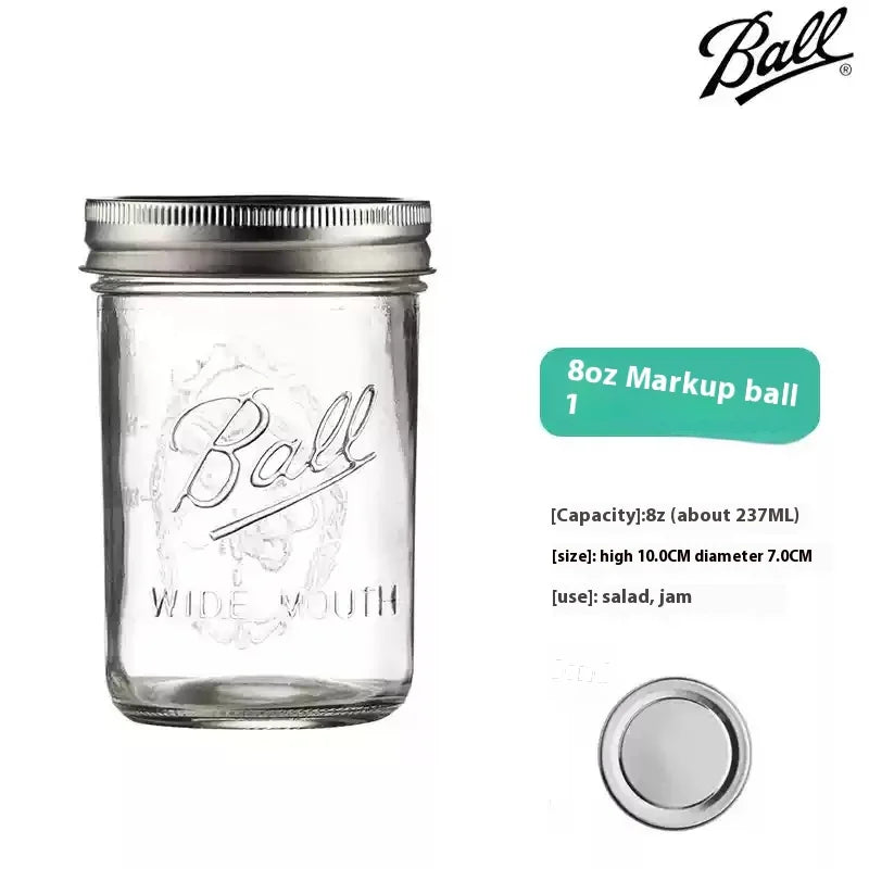 American Mason Jar Glass Transparent Oat-Sealed Beverage Cup Durable Kitchen Storage Container for Milk Shake & Juice