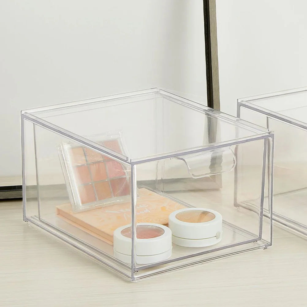 Clear Drawer Style Removable Stackable Storage Box Plastic ganizer Containers With Drawers Stacking Pull Out Bins Jewelry Case