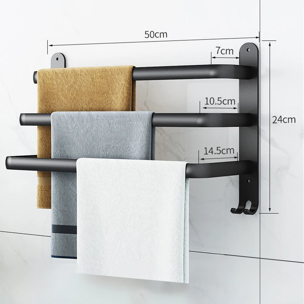 Bathroom Towel Rack 3 Layers No Drill Towel Holder Shower Rack Aluminum alloy Storage Shelf Bathroom Accessories