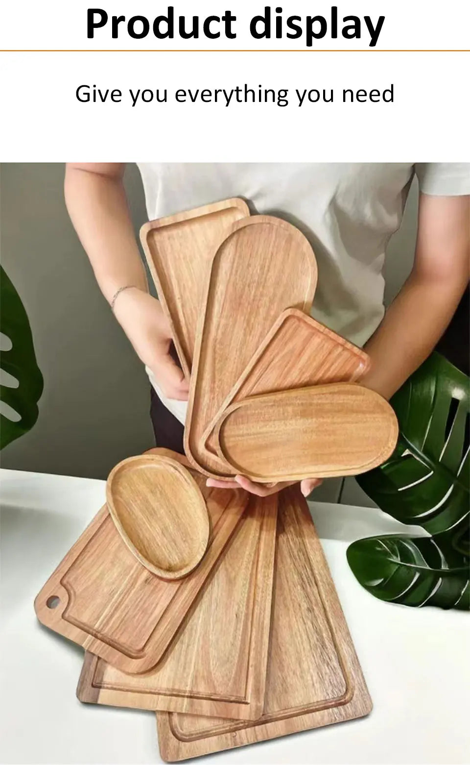 Tableware Solid Wood Food Tray Round Rectangle Dessert Plate Japanese-style Wooden Snack Fruit Tea Saucer Pallet Kitchen Supply