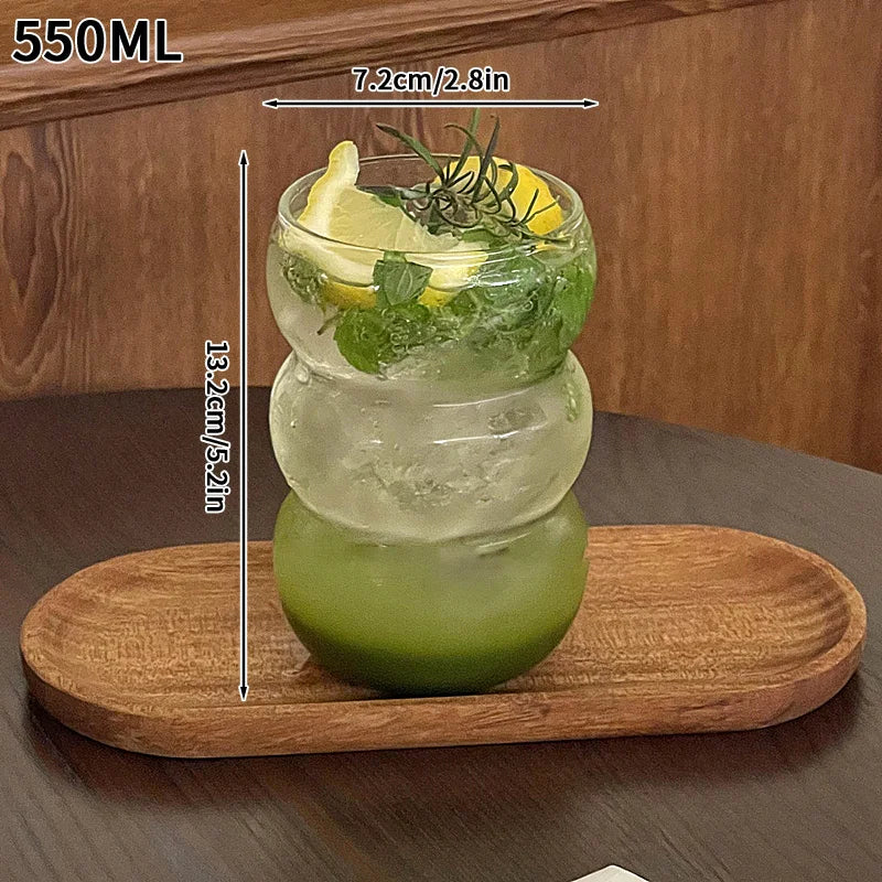 Aesthetic Glass Cup Iced Coffee Mug Drinking Glass Juice Water Bottle Bar Cocktail Glasses Cups Kitchen Drinkware Supplies