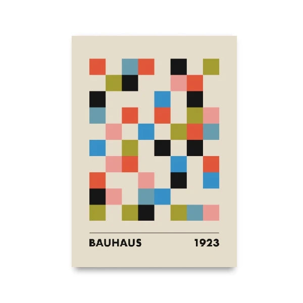Bauhaus Exhibition Poster Unique Geometric Graphic Canvas Print Minimalist Wall Art Picture Boho Painting Dorm Bedroom Art Decor