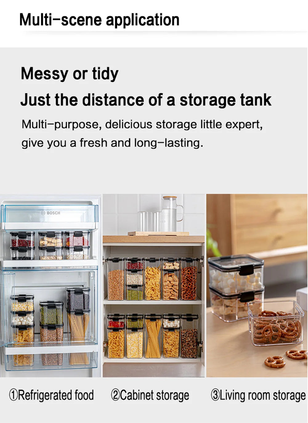 PET Food Storage Containers Kitchen Organization Kitchen Storage Box Jars Ducts for Food Storage Box Fridge Organizer Containers