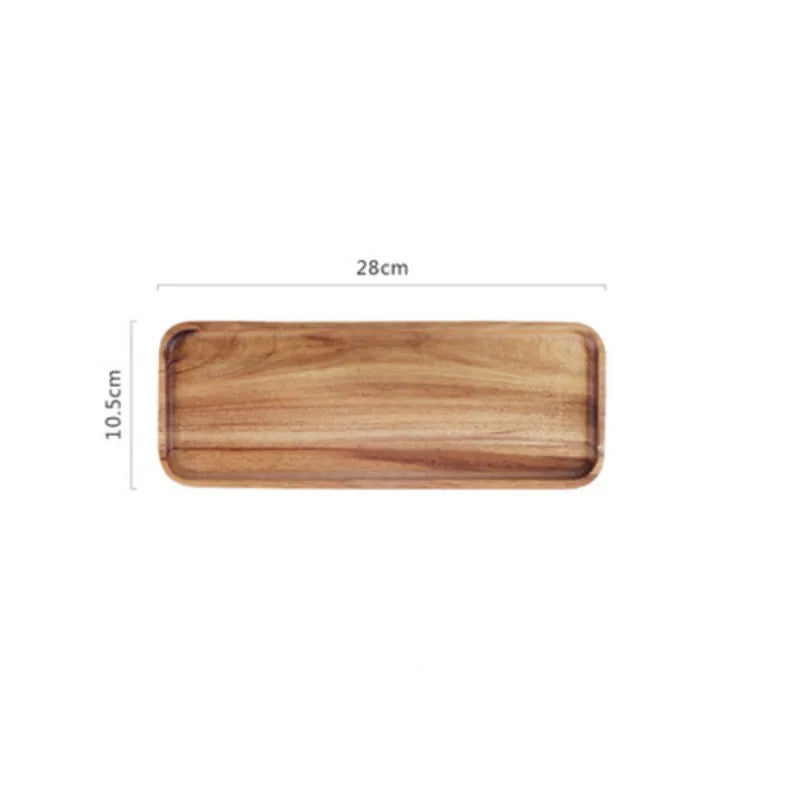 Natural Wooden Tray Coffee Tray Rectangular Plate Fruit Snacks Food Storage Trays Hotel Home Serving Tea Tray Decorate Supplies