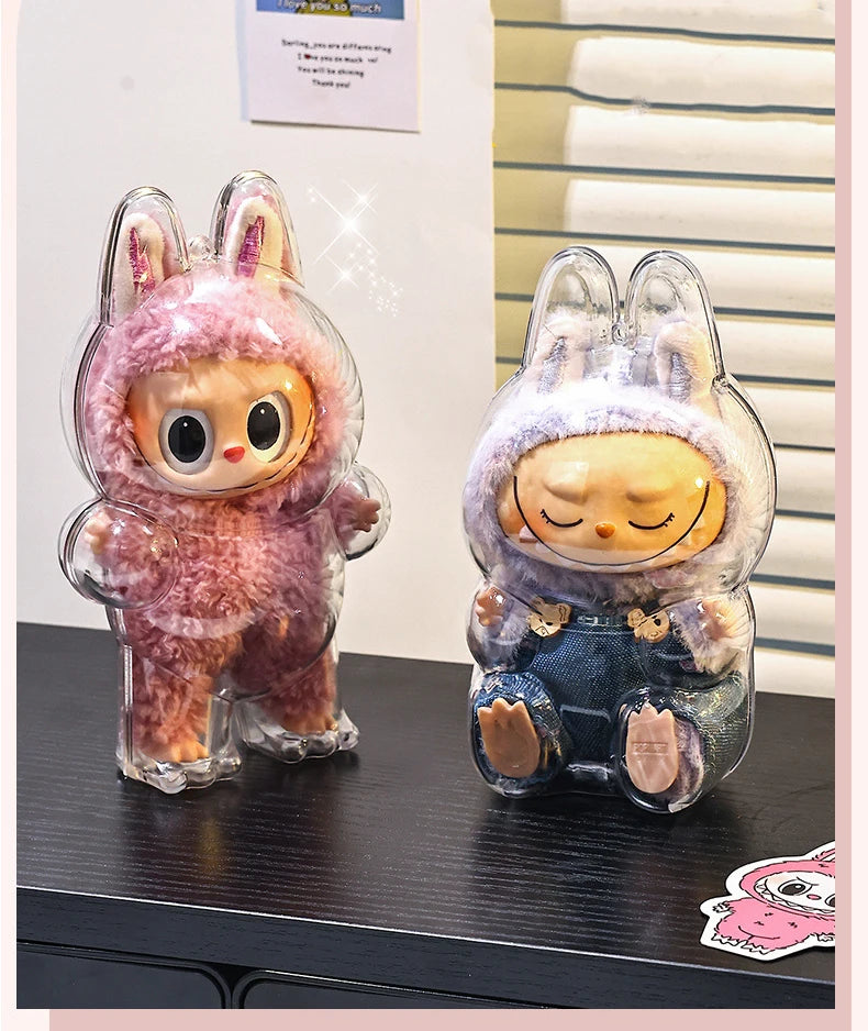For Labubu Transparent Protective Case LABUBU Doll Protector Portable Pendant Storage Box for Labubu Clear Display Bag 1pc
